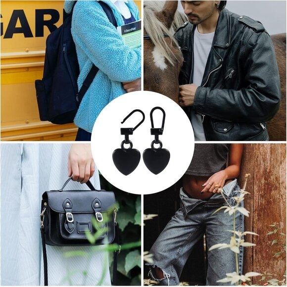 10pcs Zipper Pull Replacement, Detachable Metal Zipper Pull Kit Heart Shaped Zip - Picture 6 of 6